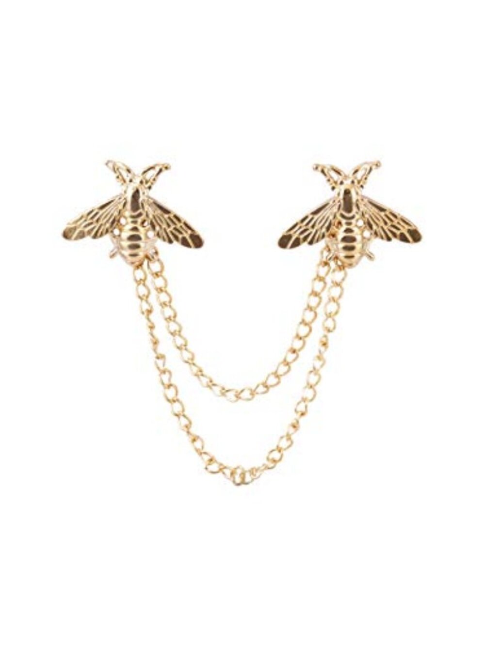 New -  Brooch Suit Pin Men's Golden Cute Bee‎ With Hanging Chain Tassel Badge